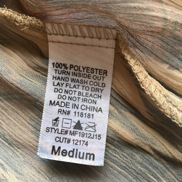 B.L.E.U. Brown Sheer Top Size M - Picture 7 of 7